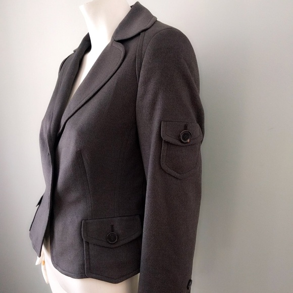 AKRIS PUNTO Gray Green Angora Wool Army Blazer S - Picture 4 of 7